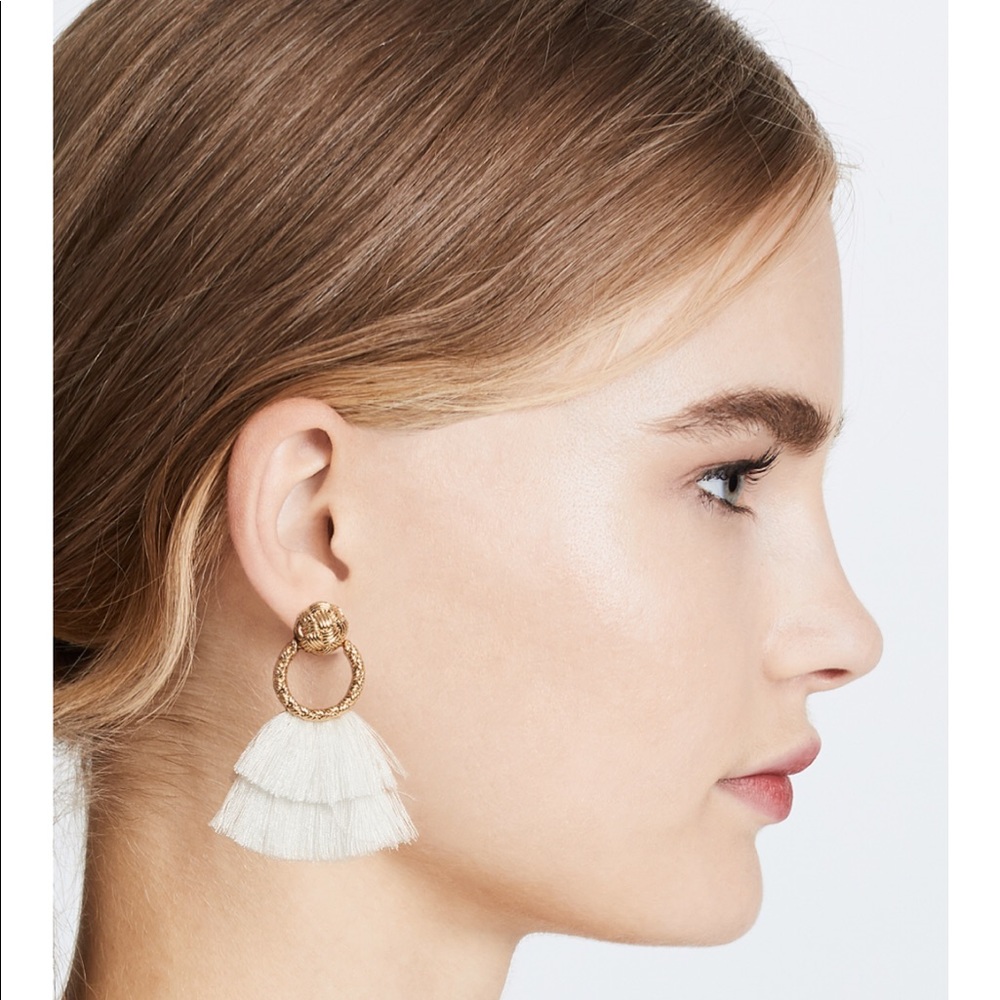 For Love & Lemons white fringe earrings